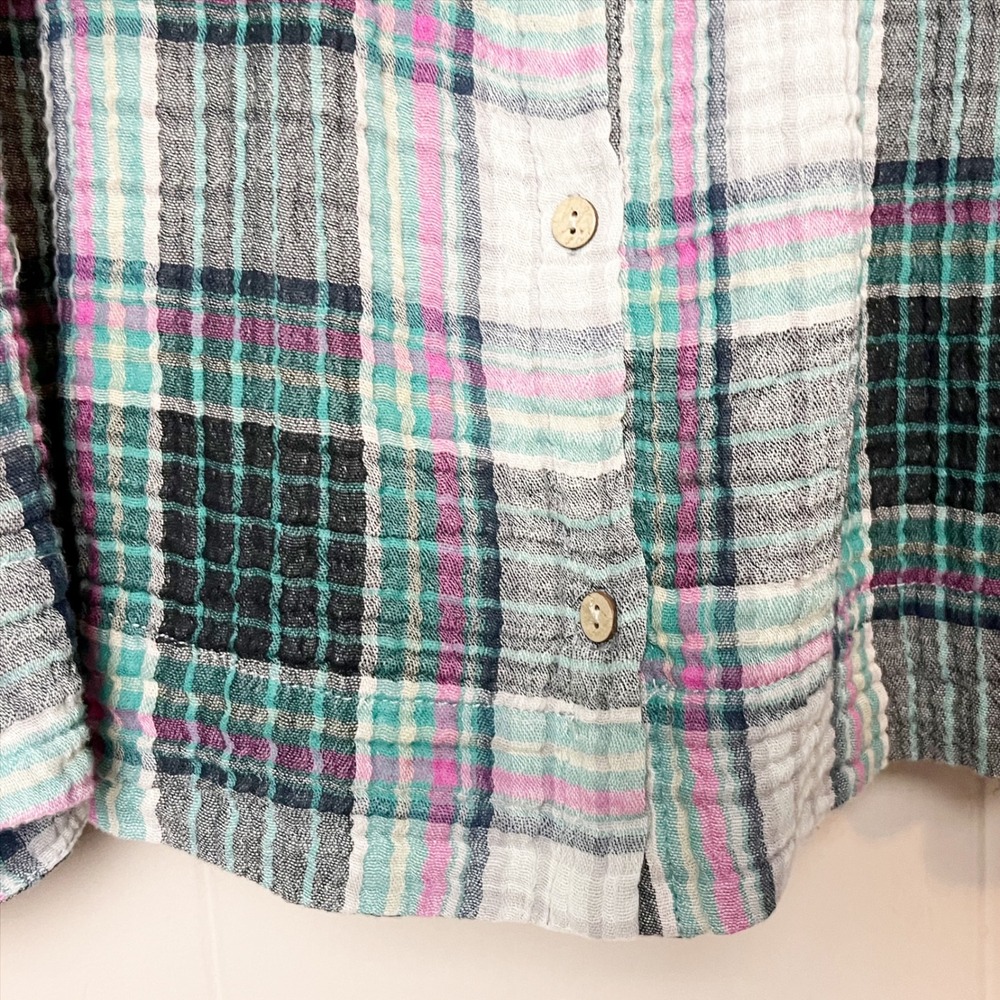 Free People Voyage Shirt Dress Small Plaid Oversized Cotton Gauze Tunic Top - Picture 6 of 13